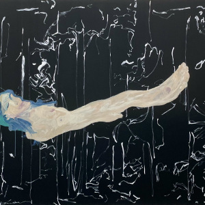 Untitled Acrilico su tela nera, Acrylic on black  canvas 140x180cm 2021