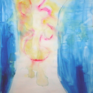 Uscire dalle porte del paradiso (Exit from the doors of heaven) 2009 Tecnica mista su tela, Mixed media on canvas 144X90 cm ca